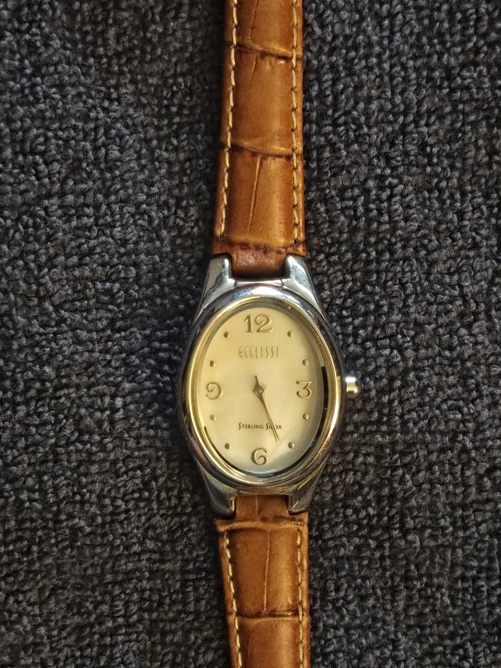 Classic Sterling Silver Watch with Brown Leather Strap
